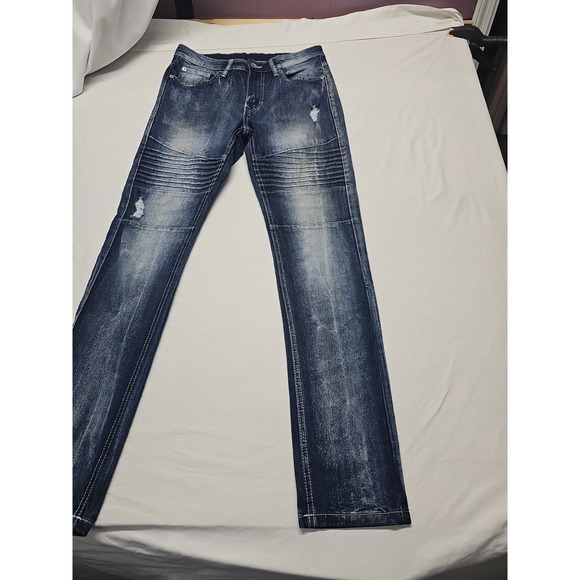 Southpole  Men's Biker/Moto Denim Pants Blue Size 30x32 Distressed - Picture 3 of 14